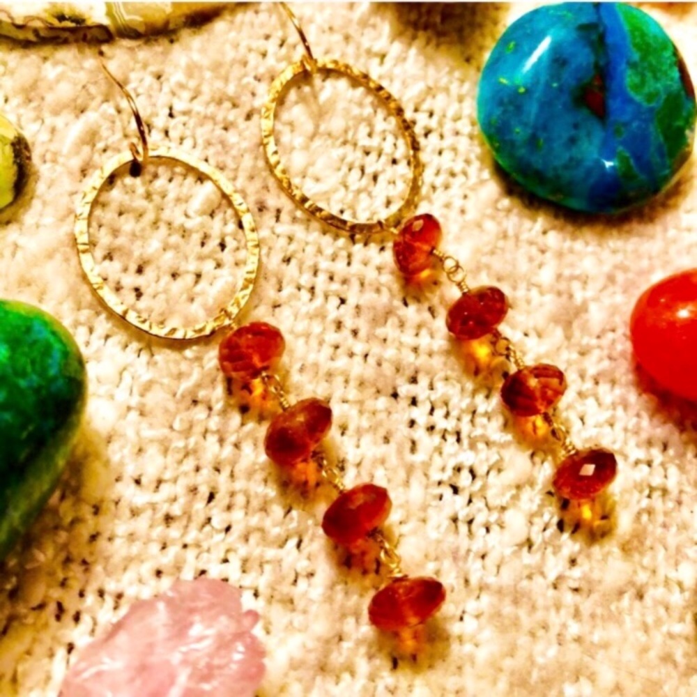 NWOT Artisan Genuine Amber Hoop Earrings - Picture 2 of 15